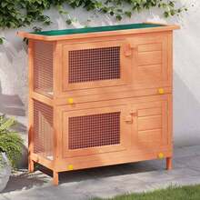 Petite maison pour animaux, cage, clapier pour lapin, 4 portes en bois - Marron - Voir 1