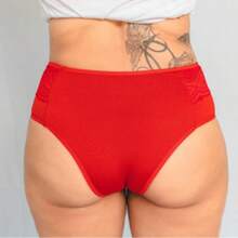 Kit com 6 Tangões  com Detalhes em Renda em Microfibra Lisa Tanga Feminina Conforto e Qualidade. - Multicolorido - Visão 7