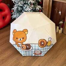 San-X Rilakkuma 轻松熊雨伞，自动开合，时尚美观，适合学生，晴天雨天两用，可爱遮阳伞 - 彩色 - 查看 3