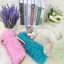 Cat Striped Plush Doll, Long Fur Pillow, Cat Companion, Cat Doll - Multicolor - View 3