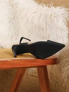 Two Tone Point Toe Stiletto Heeled Suedette Ankle Strap Pumps, Elegant,Stilettos Heels - Multicolor - View 6