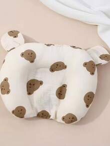 1pc Bear Head U-Shaped Baby Anti-Flat Head Shaping Pillow, Breathable Soft Neck Support Pillow, All Season, Sweat-Absorbent, Washable, 20*25cm - Bear Head - View 1
