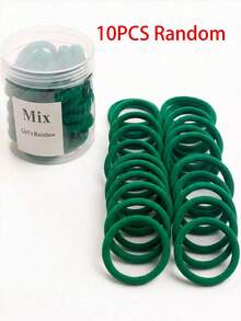 10/50/100/200pcs Pack Women High Elastic Basic Hair Ties, Suitable For Ponytail Hairstyle (Multiple Colors Available), Home, Hair Accessories - Dark Green - View 7
