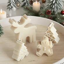 6pcs Christmas Themed Silicone Candle Molds: Reusable, Easy Release, Suitable For DIY Aromatherapy Candles, Handmade Soap And Plaster Decor – Includes Tree, Snowflake, Snowman And Reindeer Patterns – Perfect Holiday Gift Decoration - Christmas Molds - View 3