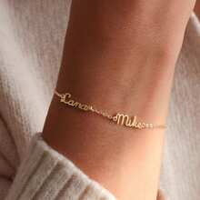 Custom 1-4 Names Roadside Bracelet, Personalized Stainless Steel Adjustable Charm Bracelet, Vintage Casual Unisex Jewelry, Anniversary Couple Memorial Gift, Valentine's Day, Mother's Birthday, Wedding, Daily Party Wear - Multicolor - View 4