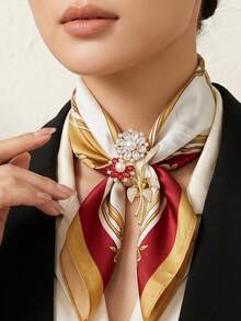 1件優雅奢華花卉胸針，適合女性日常通勤、宴會、西裝、大衣百搭飾品，節日禮物 - 彩色 - 查看 5