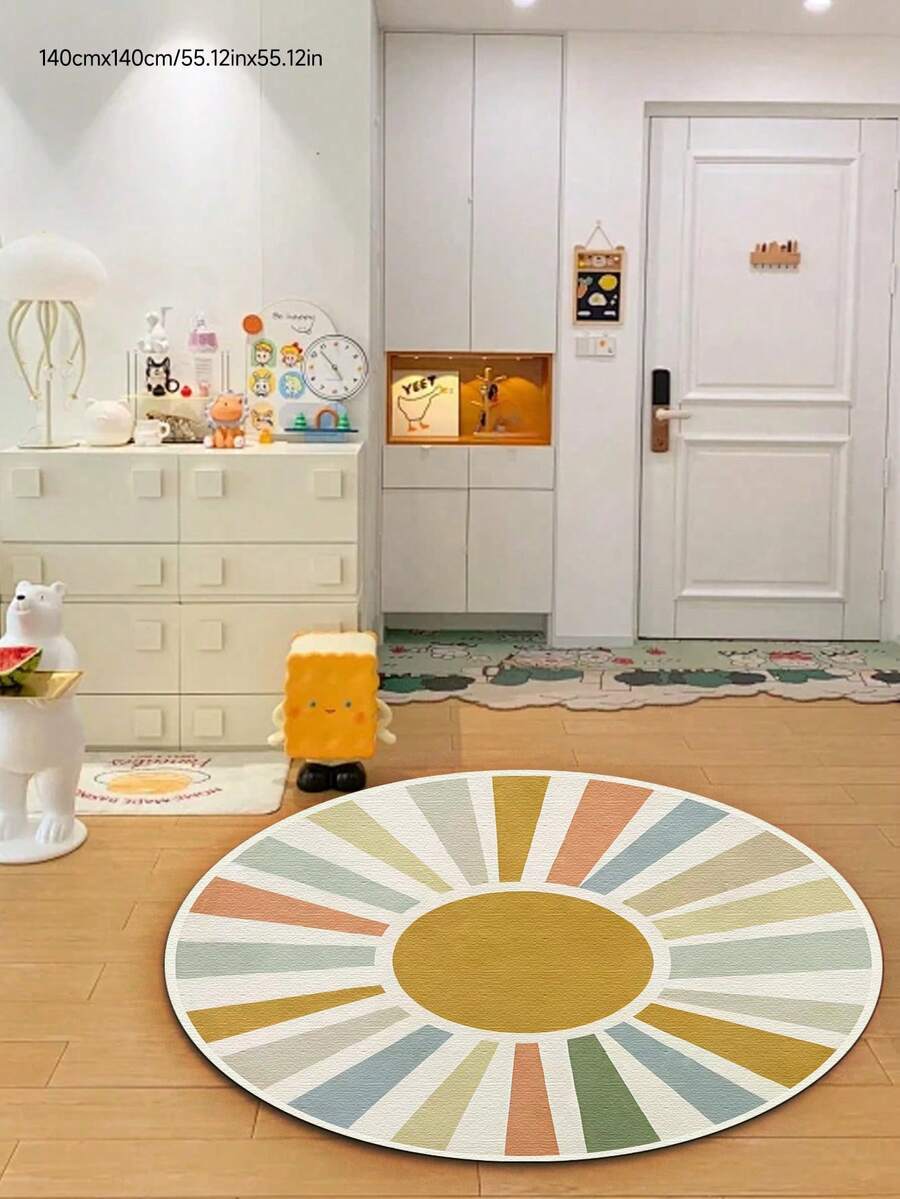 1pc High-Quality Velvet Baby Room Decor Carpet, Children's Area Rug, Soft Playroom Mat, Machine Washable, Multiple Sizes Available, Sports Themed Decorative Carpet - Multicolor - View 1