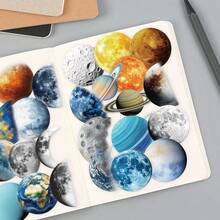 50 piezas Juego de pegatinas de planetas, pegatinas decorativas para funda de teléfono, portátil, cuaderno, monopatín, guitarra, regalo de vacaciones - Multicolor - Ver 9