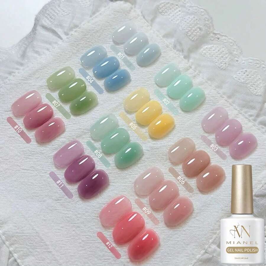 MIANEL GEL Seri Gel Kuku Dopamine Candy Color Terbaru 2026, Fluiditas Tinggi, Gel Pembentuk Jelly Milk Candy Cocok untuk Manikur, Koleksi Musim Semi/Panas Populer
