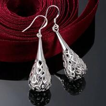 925 Sterling Silver Round Earrings, Elegant Dangle Earrings For Wedding Promises, Fine Hoop Earrings, Simple And High Quality, Versatile For Women. - 肉桂 - 查看 12