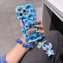 Disney Has Authorized, Phone Case - Chain Set, The Stitch Lilo & Stitch 3D Phone Case Plus A Silicone 3D Stitch Bracelet With Metallic Ring Removable Bracelet, Stitch And Angel Pattern, Compatible With Iphone17/16/15/14/13/12/11/XS/XR/X Plus Pro Max, A Stylish Cartoon Phone Case, The Perfect Gift Choice, Phone Protection, Durable Phone Cover, Great Gift For Friends And Family. - trắng - Xem 6