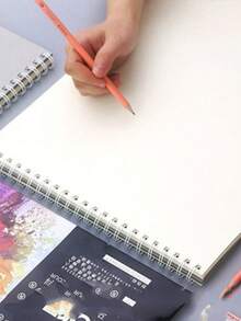 2件/1件 A4 螺旋裝訂素描本套裝，50頁空白素描本，油畫封面繪圖本，全空白手繪本，直式螺旋繪圖本，適用於學校用品、繪畫用品、藝術素描、水彩手繪、剪貼簿塗鴉、草稿筆記、藝術考試練習、兒童繪畫、插畫創作，加厚白紙，不滲墨紙，金屬螺旋裝訂，硬殼藝術封面，學生美術課繪圖本，桌面裝飾繪圖本，藝術禮品素描本，空白無格手繪專用本，筆記本，返校季 - 彩色 - 查看 3