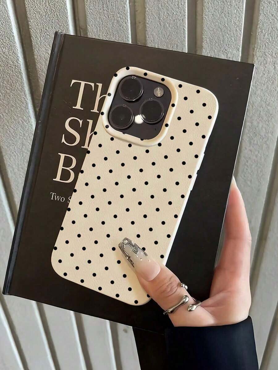 Impact-Resistant Protective Cases With Black Polka Dot Print On A Cream Background, Classic And Versatile Style, Compatible With IPhone 17/17 Pro/17 Pro Max/17 Air/16/15/14/13/12/11 Pro/11 Plus/11 Pro Max/XR/X/XS/XS Max And Galaxy S21/S22/S23/S24/S25/S26, Ideal For Gifts And Everyday Use. - 古董白 - 查看 1