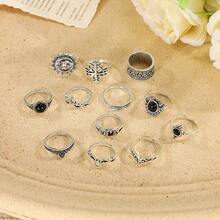 28pcs Assorted Vintage Style Rings Set, Elegant Multi-Element Rings For Women, Couples Finger Rings For Party & Daily Wear, Fashion Jewelry Gift, Random Delivery - 28 Random Punk-style Rings - View 4