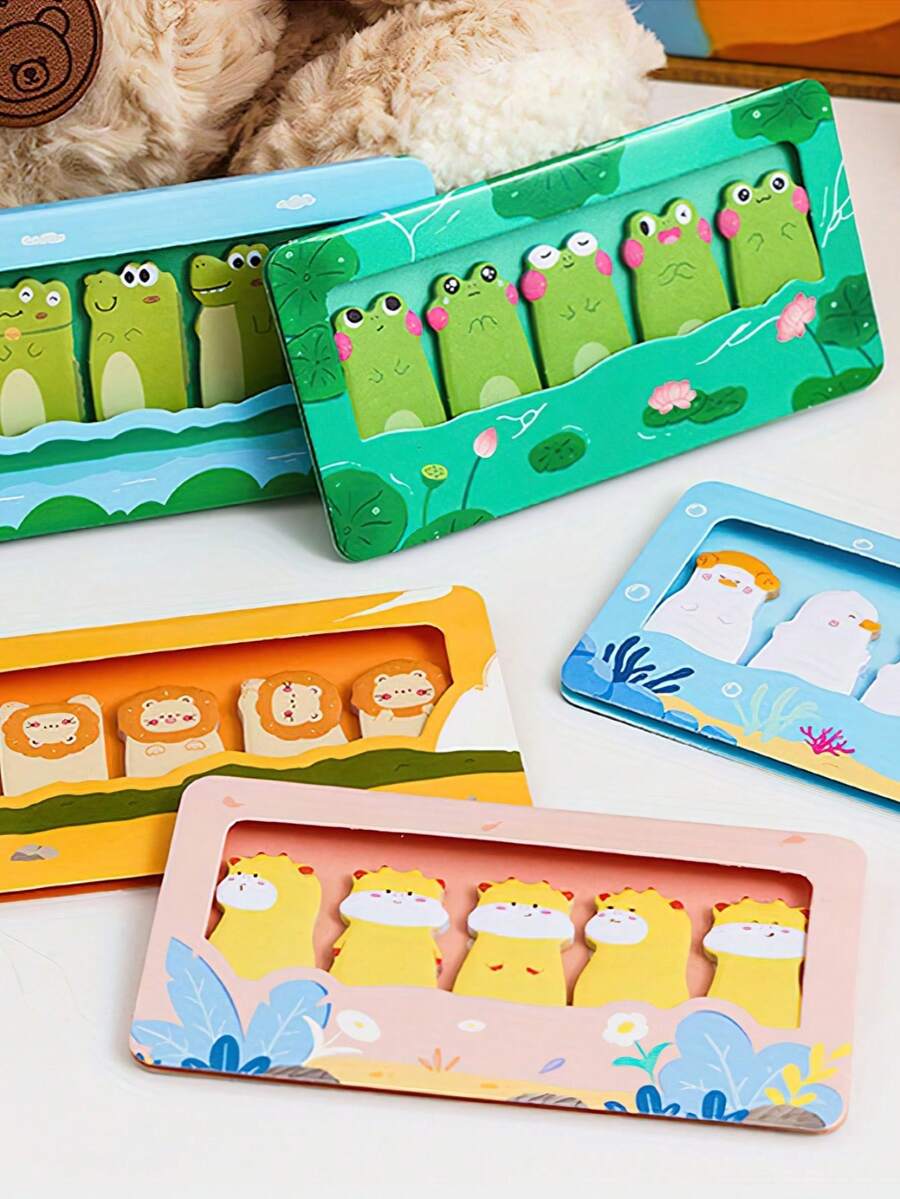 1pcCute Cartoon Thumb Sticky Notes, High Aesthetic Self-Adhesive Memo Pads, Page Marker Index Labels, Easy To Write, Convenient For Page Marking, Reading Classification And Key Reminder - Multicolor - View 1