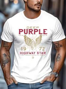 Camiseta Vintage Morada Oscura para Hombre - Camiseta de Manga Corta con Estampado Retro, Icónica, Adecuada para Uso Casual, Conciertos y Actividades al Aire Libre, Lavable a Máquina - Blanco - Ver 1