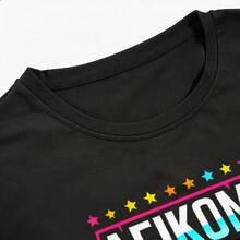 Short-Sleeved T-Shirt With Matz Campen Print, Ideal For Wearing At Home, Street, Park, Party, Celebration, Regular Fit, Casual Style, Comfortable And Breathable. - 黑色 - 查看 3