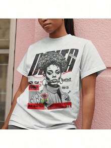 Short-Sleeve Soft Vintage-Style T-Shirt Inspired By Dave Matthews Band's Song #41. Women's Retro T-Shirt With A Minimalist And Casual Design Featuring Dave Matthews Band's Song #41. 100% Cotton. - 白色 10 - 查看 6