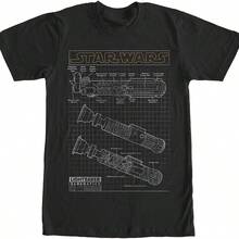 STARss WARSss Men's Lightsabersss Schematics T-Shirt - 黑色 - 查看 1