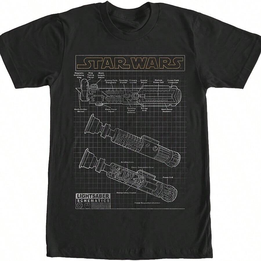 STARss WARSss Men's Lightsabersss Schematics T-Shirt - 黑色 - 查看 1