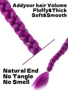 26 Inch Purple Synthetic Fiber Braided Wig, With Convenient BB Clip Ponytail, Suitable For Cosplay, Halloween Costume, World Cup And More - Multicolor - View 6