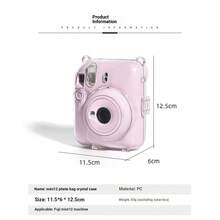 Camera Bag Instant Camera Protective Case Mini 12 Protective Shell Transparent Shell Crystal Shell Shoulder Strap Stickers Photo Bag Protective Shell 3-In-1 Set Strap Ckers Crystal Shell 3 PiecesSet Exquisite Gift Fashionable Portable - View 3