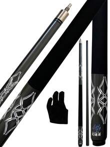 High-Quality Carbon Fiber Billiard Cue, 1/2 Piece Design, 146cm/57.4 Inch Length, 10mm/11.5mm/13mm Tip Diameter, 19-20 Oz Weight, Comfortable Grip, Professional Billiard Cue, Perfect Gift For Billiard Enthusiasts - Grey - View 1