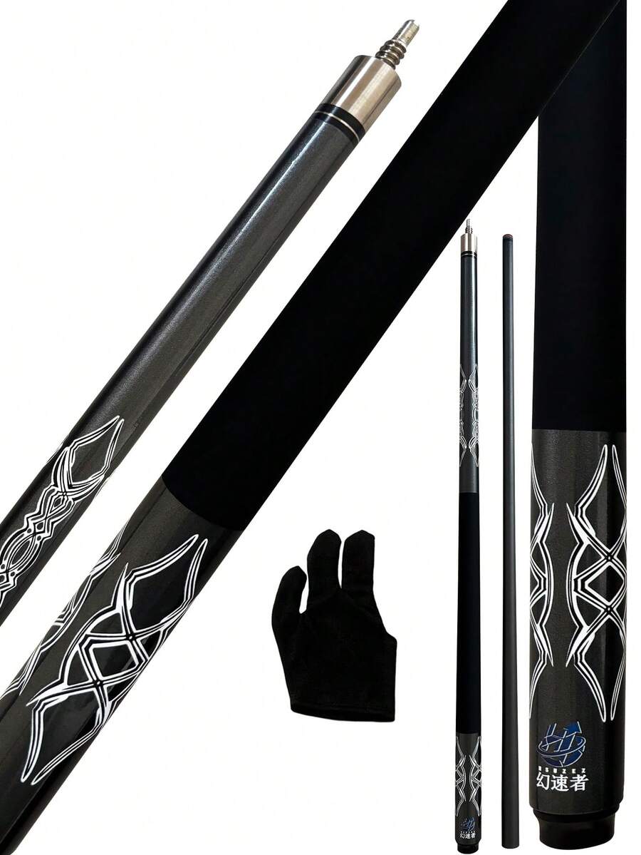 High-Quality Carbon Fiber Billiard Cue, 1/2 Piece Design, 146cm/57.4 Inch Length, 10mm/11.5mm/13mm Tip Diameter, 19-20 Oz Weight, Comfortable Grip, Professional Billiard Cue, Perfect Gift For Billiard Enthusiasts - Grey - View 1