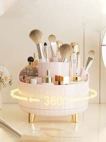 Rotating Makeup Brush Holder, Large Capacity Cosmetic Storage Box, Rotating Acrylic Makeup Organizer, Pen Holder, Jewelry Storage, Space-Saving Storage Basket, Storage Furniture, Cosmetic Display, Makeup Supplies, Bathroom, Travel, Vanity, Home Office Essential,Bedroom Room Decor,Back To School - Multicolor 1 - View 4