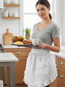 1 pieza/2 piezas Delantal de mujer con corbata, bolsillos, estilo vintage con volantes, delantal lindo para cocinar, mesera, empleada doméstica, uso en el hogar - Multicolor - Ver 3