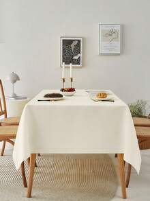 1pc Flat Rectangular Tablecloth - Stain Resistant & Wrinkle-Free Polyester Tablecloth, 150 X 259cm (Approx. 59 X 102 Inches) Suitable For Kitchen, Dining, Party, Wedding Indoor And Outdoor Use (Ivory White) - Ivory White - View 1