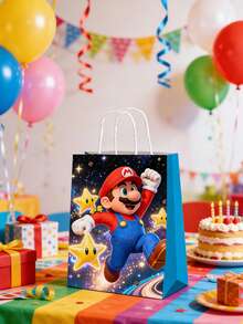 asmodee Bolsa de regalo de papel de Mario, que contiene 12 o 24 piezas (elige una), con patrones de alta definición. Propiedades impermeables y resistentes a desgarros. Cuerda de transporte reforzada. Adecuada para regalos de fiesta, empaque de dulces y diversos escenarios. - Multicolor - Ver 5