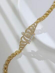 Pulsera con cadena de corazón y flor, chapada en oro de 18k tricolor, libre de níquel e hipoalergénica - San - Ver 9