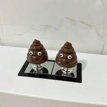 2pcs Creative Cute Funny Poop Expression Toilet Button Assist Tool - Bathroom Toilet Decor Sticker - Long Nail Repair - Bathroom Toilet Decor Accessory - Multicolor - View 6
