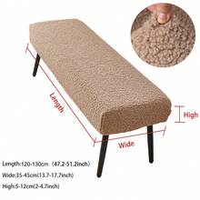 Teddy Plush Bench Seat Cover, Elastic Thickened Hotel Shoe Change Stool Slipcover - Multicolor - View 14