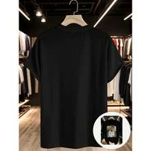 Unisex Short-Sleeved T-Shirt With Robot Print, Basic Loose Fit, Ideal For Everyday Wear - 白色 - 查看 4