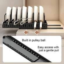 Organizador multifuncional de cocina extraíble para ollas/sartenes, soporte de tapa deslizante, estante de especias y estantes de secado de platos, organizador de cajones, 1 ud. - C-White - Ver 5