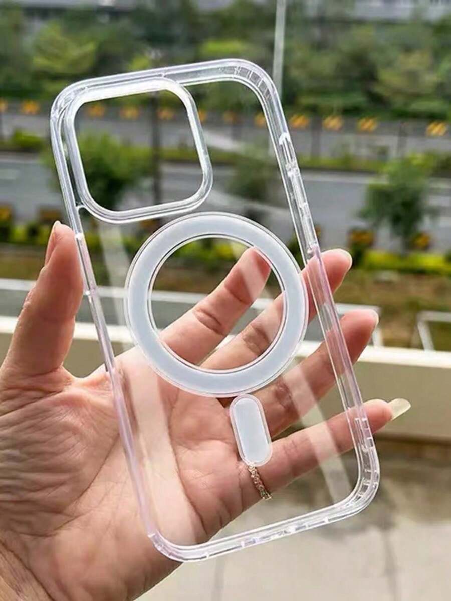 1pc Minimalist Transparent Magnetic Phone Case Compatible With IPhone 17 Pro Max/17 Pro/17 Air/16/15/14/13/12/11 - Clear - View 1