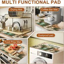 1pc Rustic Green Plant Flower Kitchen Protective Mat, Easy To Clean ,Non-Slip, Universal For Stove Panel/Gas Stove/Induction Cooker/Oven/Washing Machine/Dryer,Travel Essentials,Kitchen Essentials - Xem 8