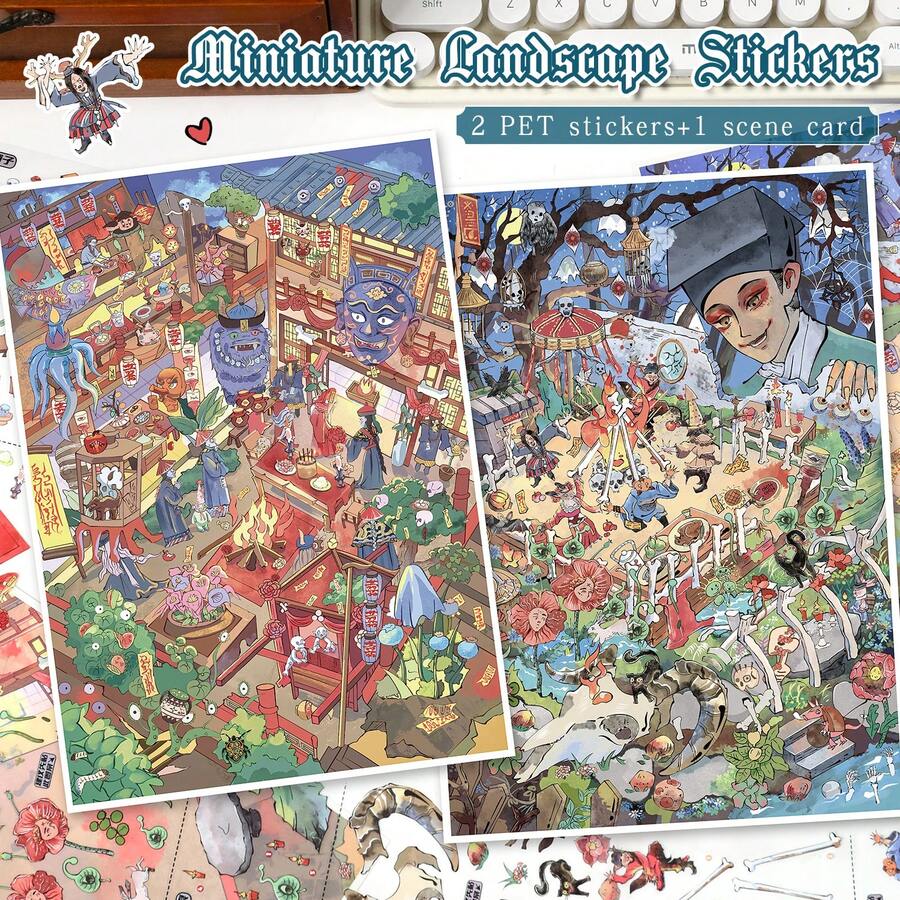 Stiker Pemandangan DIY Ekstra Besar, Stiker Lanskap Dewasa, Stiker Rumah, Stiker Scrapbooking, Stiker Lanskap Mikro Rumah Miniatur 3D, Stiker Scrapbook DIY, Stiker Lanskap, Stiker Pemandangan, Stiker Buku Catatan, Dapat Digunakan Kembali, Tersedia Berbagai Ukuran - A - View 1