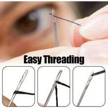 12 Pack Self-Threading Sewing Needles - Easy Side-Hole Stitching Pins For Hand Sewing, Stainless Steel Quick-Thread Needles For Seniors, Visually Impaired & DIY Craft Mending - Multicolor - View 5