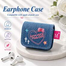 Casing Apple Air berbahan Denim dengan Bordir, untuk AirPods 1/2/3/Pro/Pro 2/Pro 3 - MultiWarna - View 7