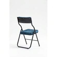 Folding Chairs In A Pack Of 2 – Folding Dining Chairs With Cushions, Portable And Already Assembled, Additional Folding Chairs For Guests, Kitchen, Office, Wedding And Party - 藍色 - 查看 5