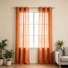 Semi-Sheer Curtains With Grommets For Installation On Standard Rods. The Fine, Airy Fabric Lets In Soft Light, Protects Privacy, And Complements A Variety Of Decorating Styles In Bedrooms And Living Rooms. - 紅棕色 - 查看 2