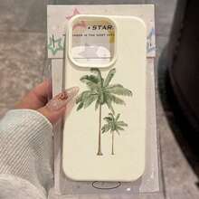 Fashionable Printed Cell Phone Case 20261pc, Vacation Style, TPU Material, Summer Coconut Tree Design, Compatible With Phones, Spring Gift, International Version, Not The National Version - 白色 10 - 查看 8