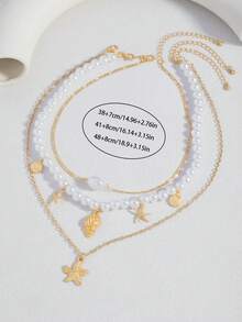 3pcs/Set Layered Seashell Pendant Necklace, Jewelry For Teenagers - Style 1 - View 2