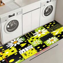 1pc Abstract Floral Plaid Pattern Printed Floor Mat, Silica Gel Kitchen Carpet, Kitchen Mat, Rug, Easy To Clean, Rectangular Printed, Suitable For Living Room, Bedroom, Hallway, Bathroom, Laundry Room - Polyester Carpet, Suitable For Indoor And Outdoor Home Decor - Multicolor - View 14