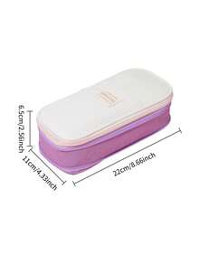1 pieza Estuche de lápices de lienzo de unicolor minimalista, bolsa de papelería con cremallera de gran capacidad y multifuncional, organizador de escritorio para estudiantes, bolsa de maquillaje duradera para bolígrafos, lápices, reglas y talla grande - multicolor - Ver 2
