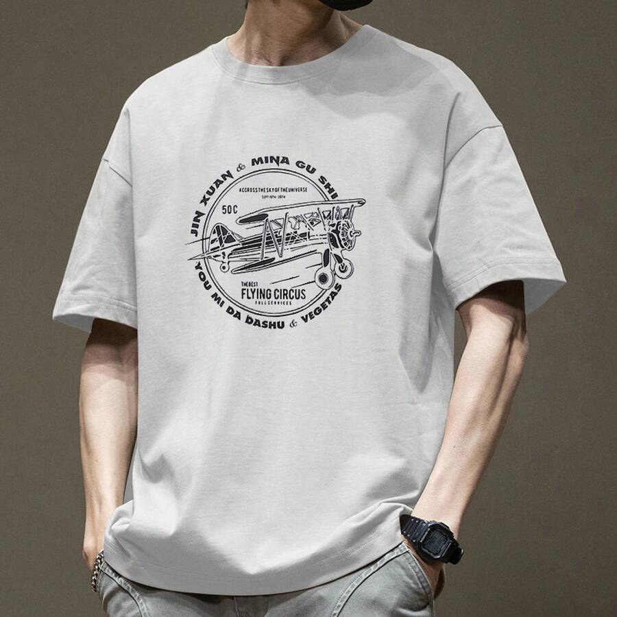 Men's Fashion Brand T-Shirt 2026, New, Short Sleeve, Summer, Pure Cotton, Men's T-Shirt, Men's Medium Sleeve T-Shirt. - 黑與白 - 查看 1