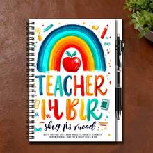 1 Set Creative Hand-Painted Rainbow Apple Pattern Spiral Notebook With Matching Pen, Suitable For Work, Study, Daily Record, Planning, Diary, And Makes A Thoughtful Graduation Or Birthday Gift, 100 Page High Capacity - C - View 5
